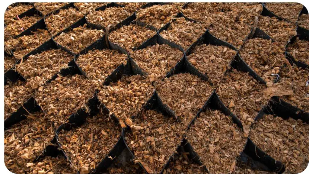 a close up view of a large pile of mulch