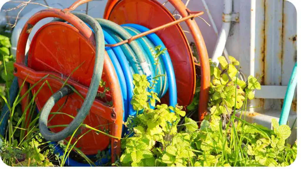 colorful hoses in the grass