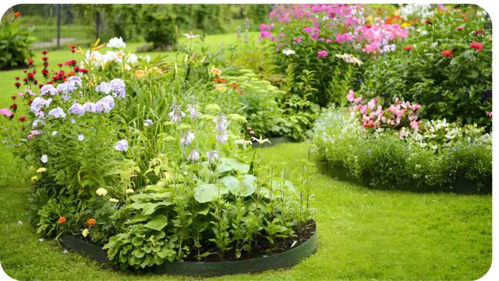 a garden with many different types of flowers in it