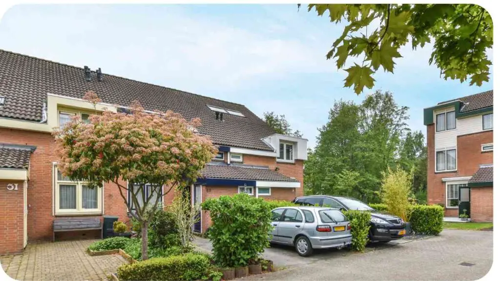 two cars are parked in front of a house