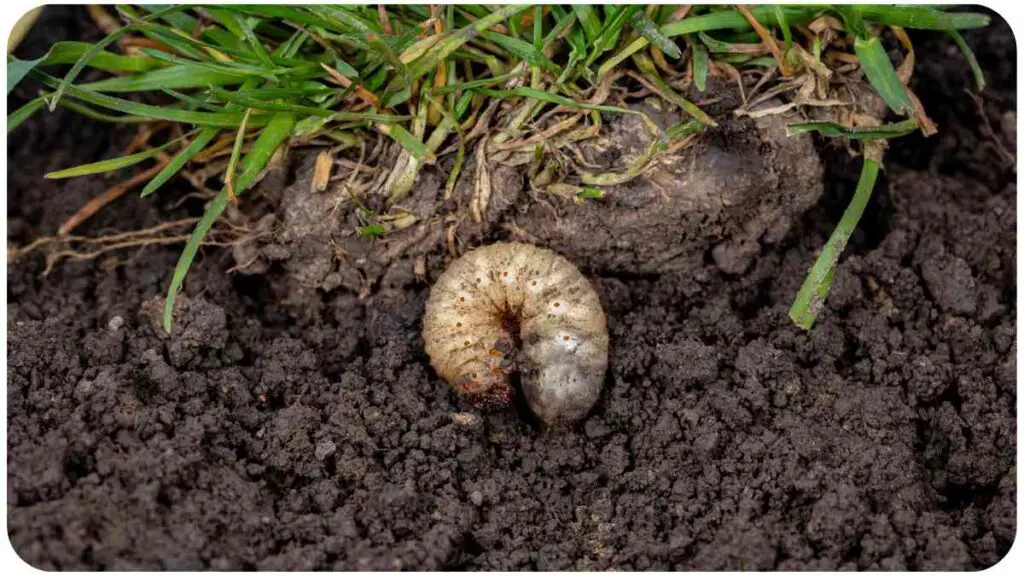 a worm crawling out of the ground in the grass